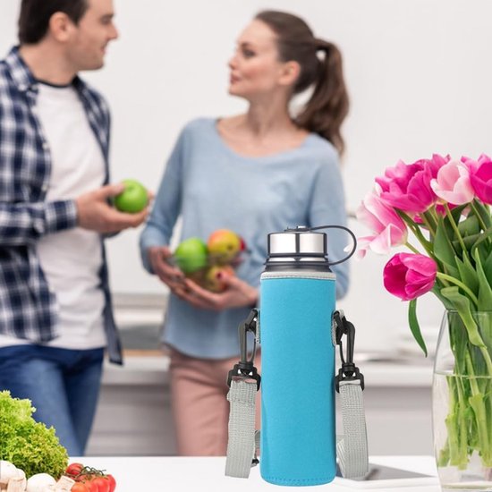 Dailygoods- Flessenhoes Neopreen - Drinkfles Houder 1100 ml - Thermo-Flessenhouder - Waterfleshouder - Schouderriem - Bescherming tegen Krassen - Drinkfleshouder — afbeelding 2