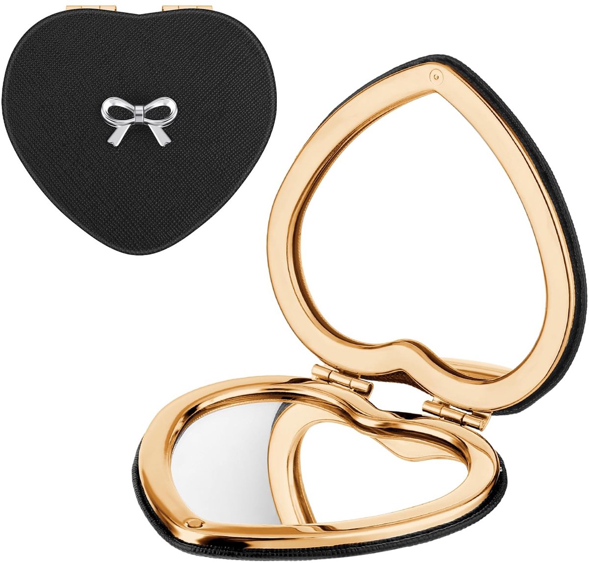Dailygoods- Make-up Spiegel Compact - Dubbelzijdig 1X/2X Vergrotend - Opvouwbaar - Mini Glitter - PU-leer - Ultradraagbaar - Cosmeticaspiegel