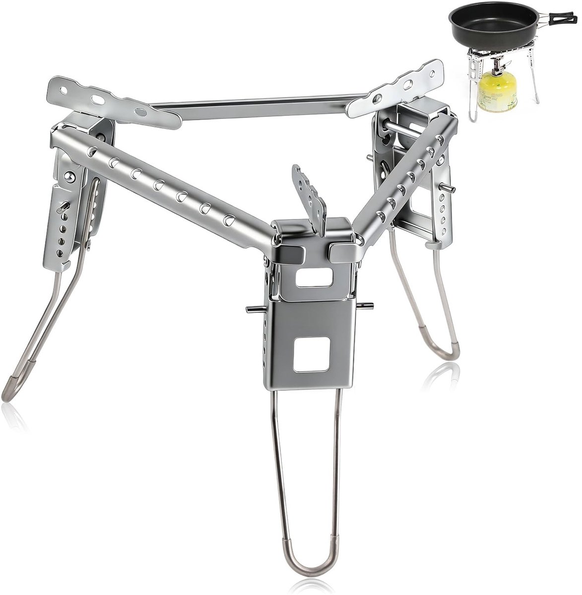 Dailygoods- Potstand Roestvrij Staal - Opvouwbaar - Camping Beugel - Grill Statief - Draagvermogen - Inclusief Opbergtas - Kookstandaard