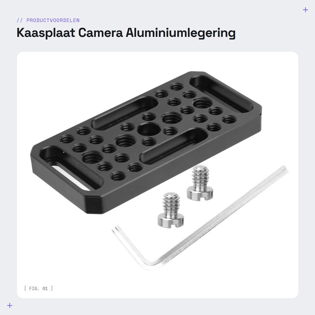 Dailygoods- Kaasplaat Klein - Aluminiumlegering - Roestvrij - Corrosiebestendig - Handheld Comfort - Eenvoudig te Dragen - Camera Plate