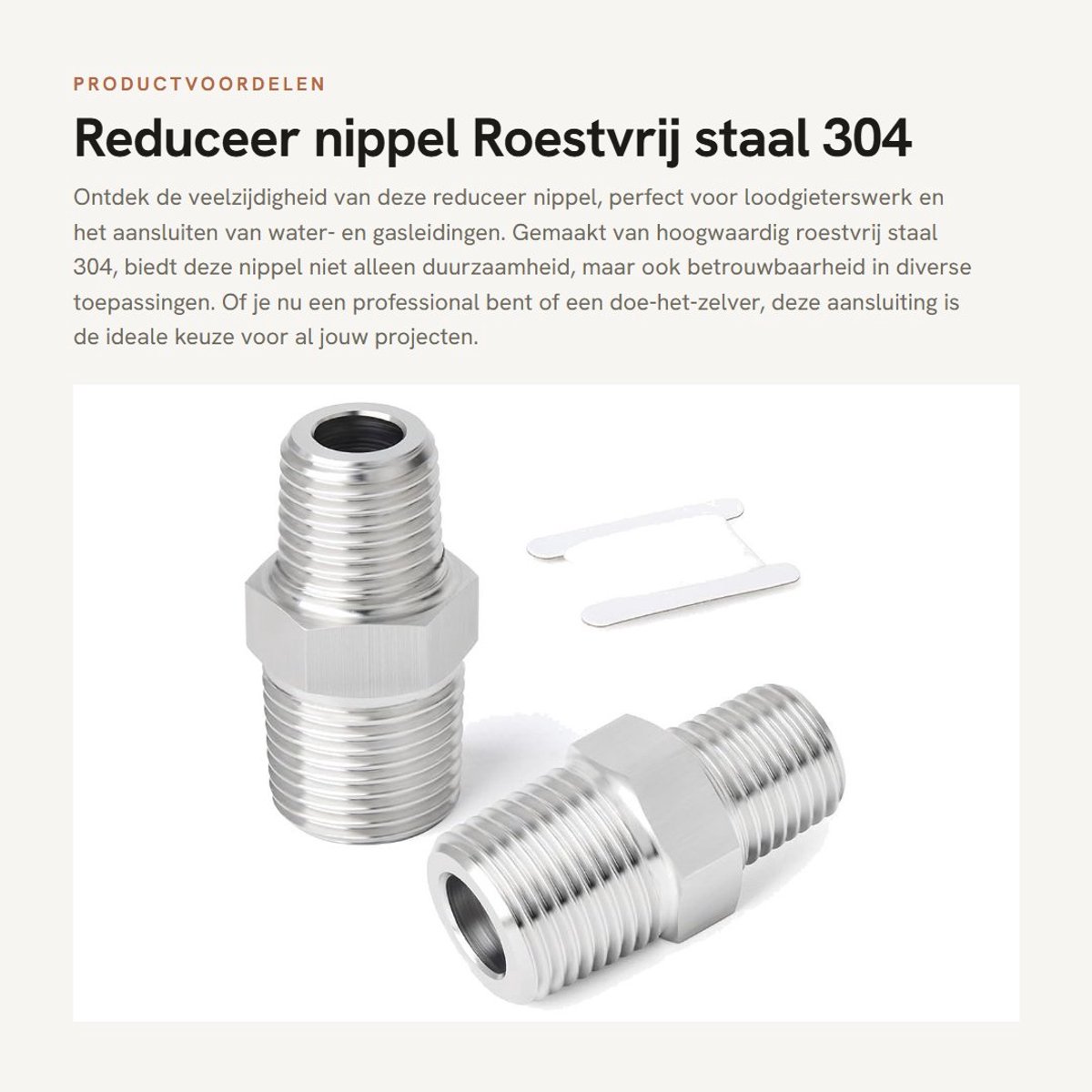Dailygoods- Reduceernippel Roestvrij Staal 304 - Koppeling Tuinslang - Koppeling Aanhanger - Koppeling Gardena - Koppelingsslot - Zeskantige Koppeling