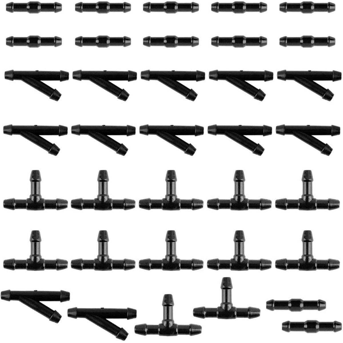 Dailygoods- Ruitenwisseraansluitverbinders 32 stuks - Slangaansluitingen 4 mm - Reparatieset - Buisverbinder - I/Y/T-type - Hoogwaardig kunststof