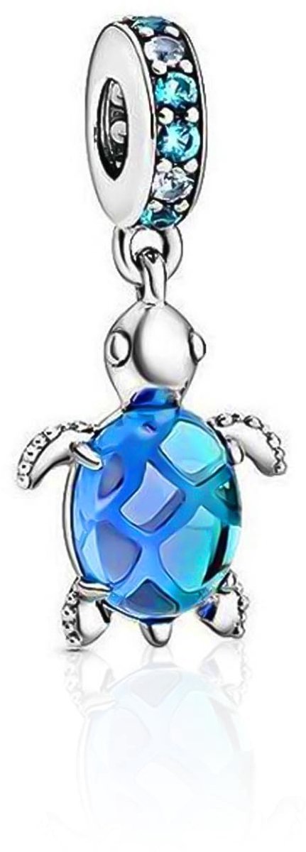 Dailygoods- Schildpadhanger 925 Zilver - Hangende Kralen - Dierenhanger - Armband/Halsketting - Compact 8,5 x 4,5 x 3 cm - Geschikt voor Dames/Meisjes - Bedel