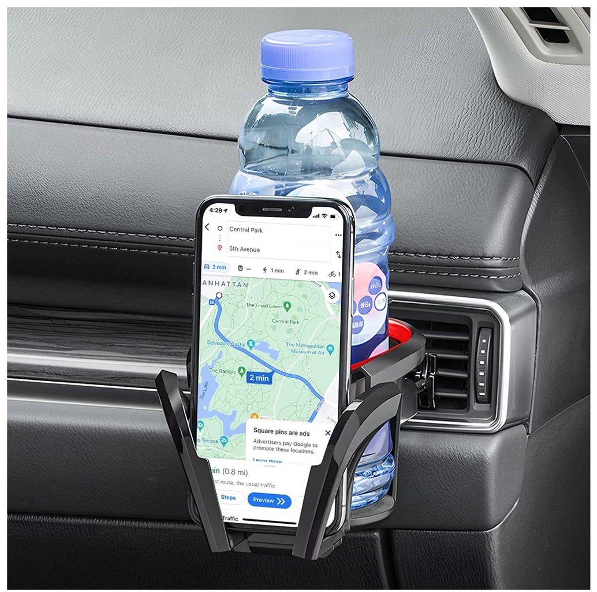 Dailygoods- Bekerhouder Multifunctioneel - Telefoonhouder - 2-in-1 Flessenhouder - Geschikt voor Auto/SUV/Vrachtwagen - Gewicht 106,5 g - Afmetingen 13,4 x 10,5 x 10 cm - Autohouder