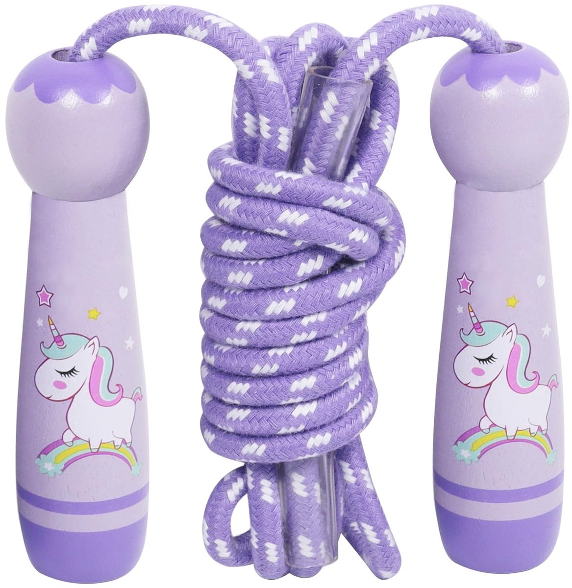 Dailygoods- Springtouw Kinderen - Houten Handvat - Verstelbaar Katoenen Touw - Sporttraining - Duurzaam - Hoogwaardige Kwaliteit - Springtouw Voor Kinderen