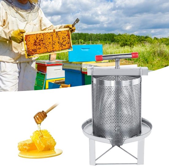 Dailygoods- Honingpers Handmatig - Roestvrij Staal - Bijenteeltuitrusting - Filter - Hoogte 47,5 cm - Gewicht 8700 gram - Honingextractor — afbeelding 4