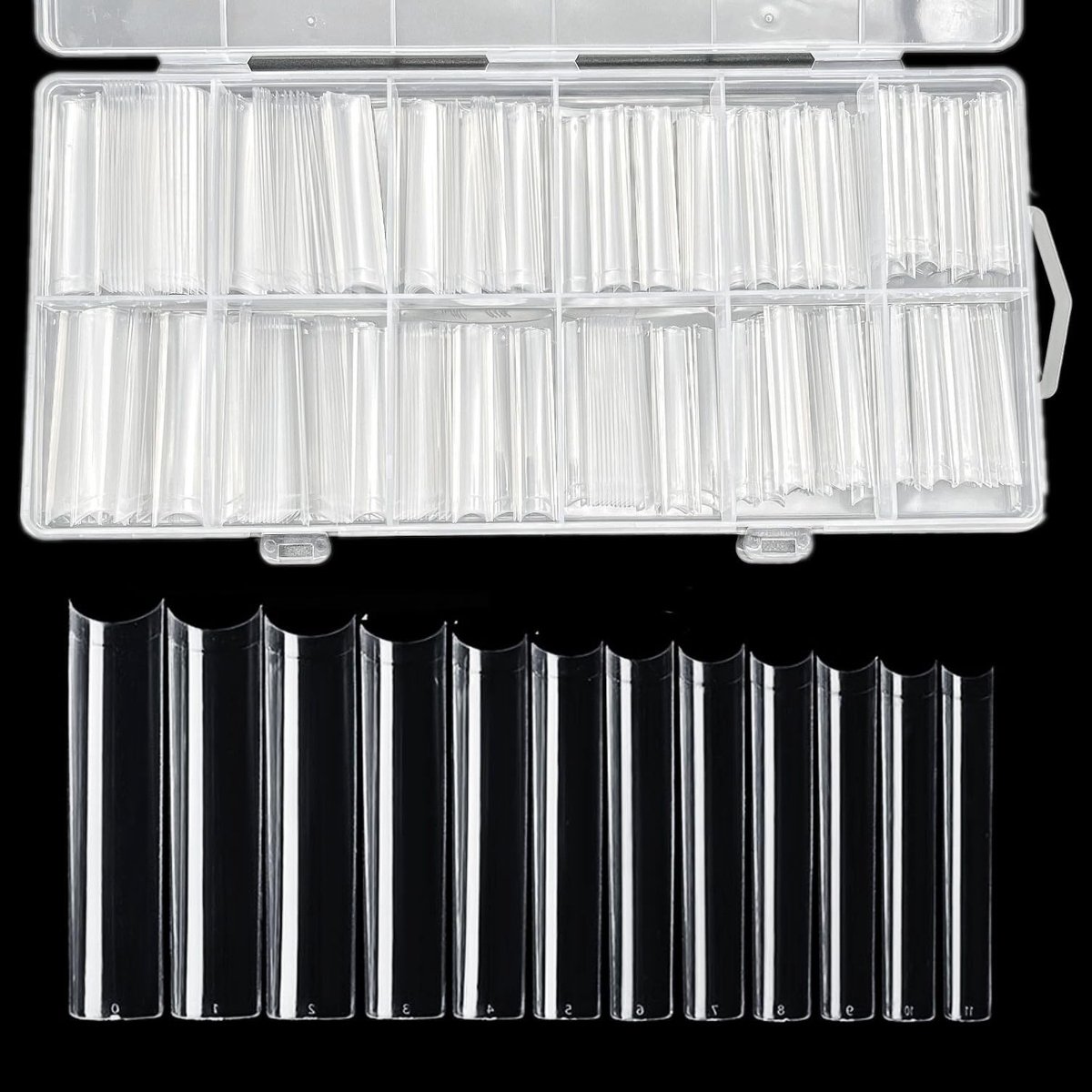 Dailygoods- Nageltips XXXL transparant - Halfbedekkend - Extra lange vierkante - 240 stuks - Geen C-curve - Geschikt voor acrylverlengingen - Kunstnagels