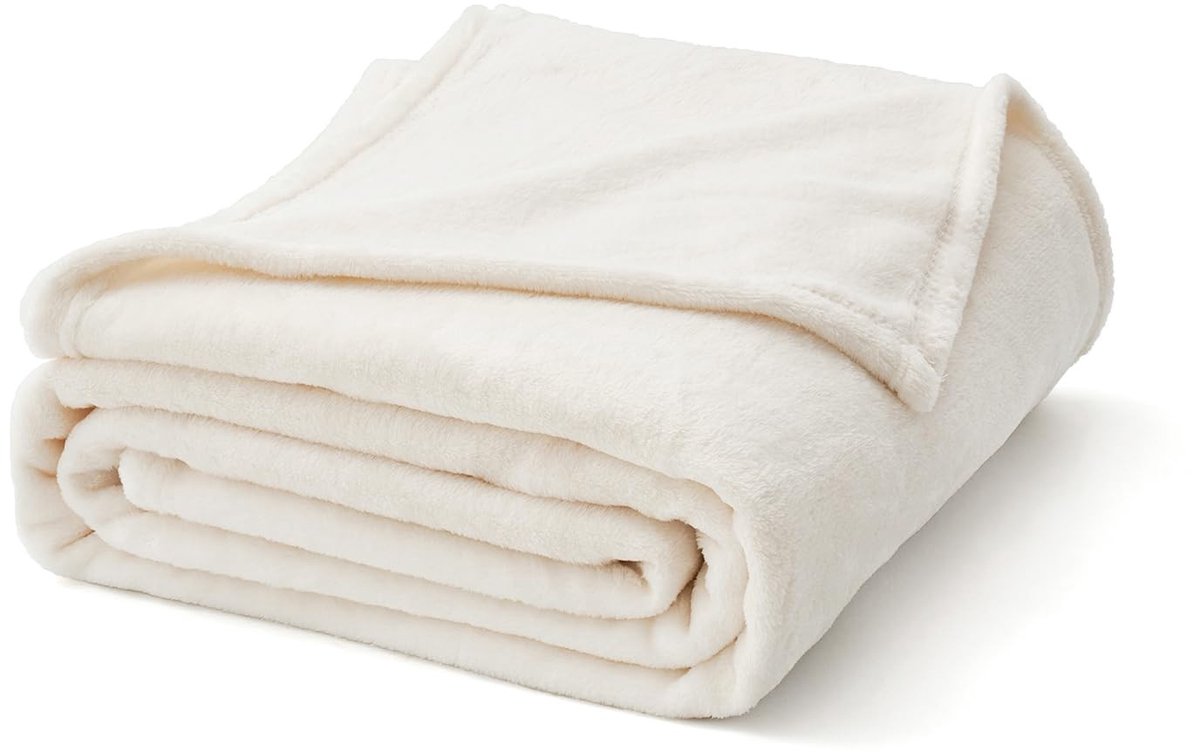 Dailygoods - Flanellen Fleece Deken - Zacht en Pluizig - King Size - Beige - Warm en Gezellig - Perfect voor Binnen en Buiten - 230x270 cm