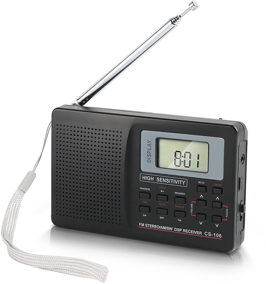 Dailygoods- Draagbare Radio met Alarmklokfunctie - Digitale Ontvanger - FM/AM/SW Volband Radio - Achtergrondverlichting - Geheugenfunctie - Mute-modus