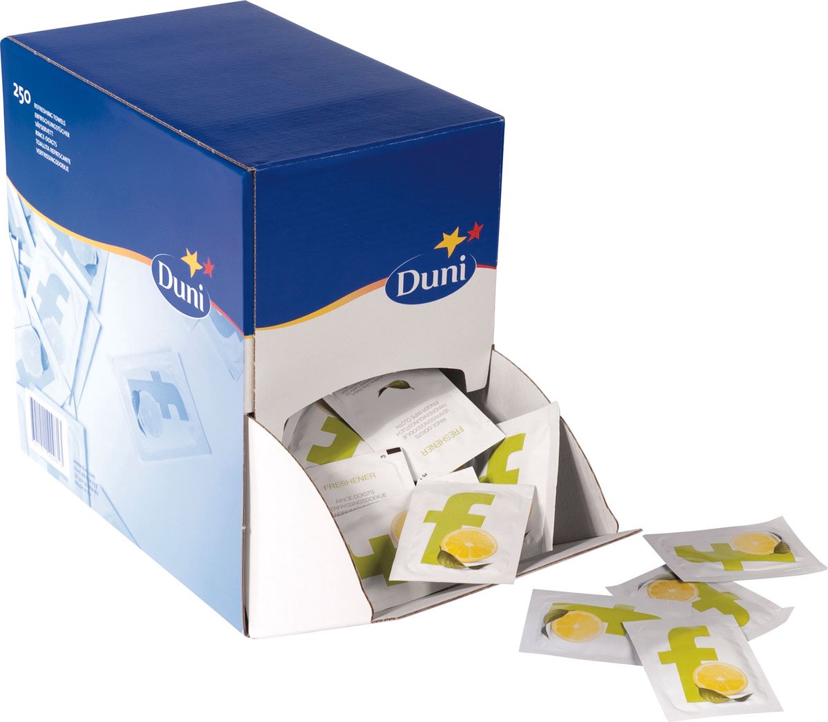 Duni | Verfrissingsdoekjes Lemon | Dispenserbox | 6 x 250 stuks