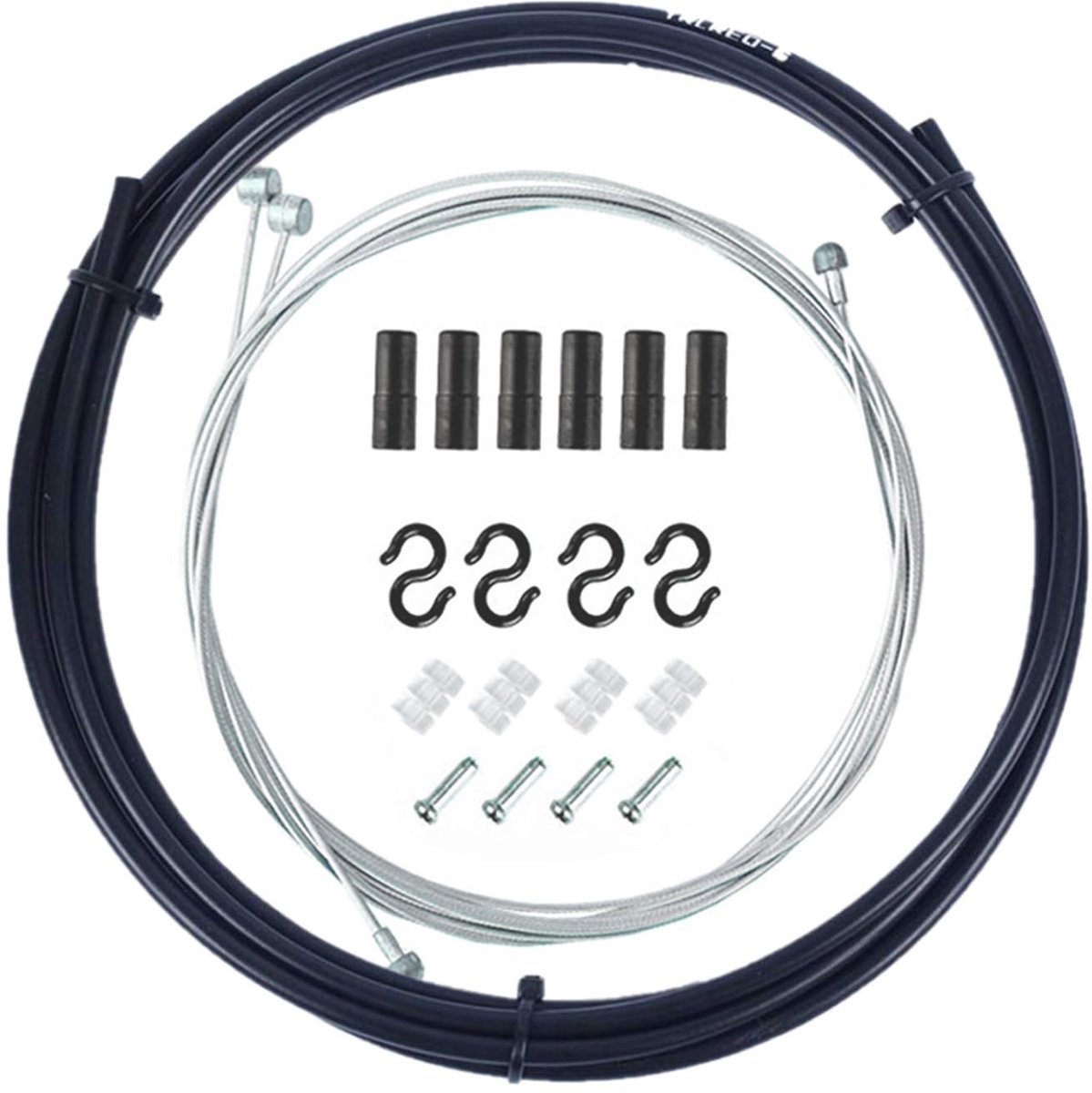 Dailygoods- Remkabel Universeel - Remkabelset - Fietsremkabel - PVC/Roestvrij Staal - 1,1m Voor/1,7m Achter - Inclusief Kabeldoppen/S-gespen - Fietsremleiding