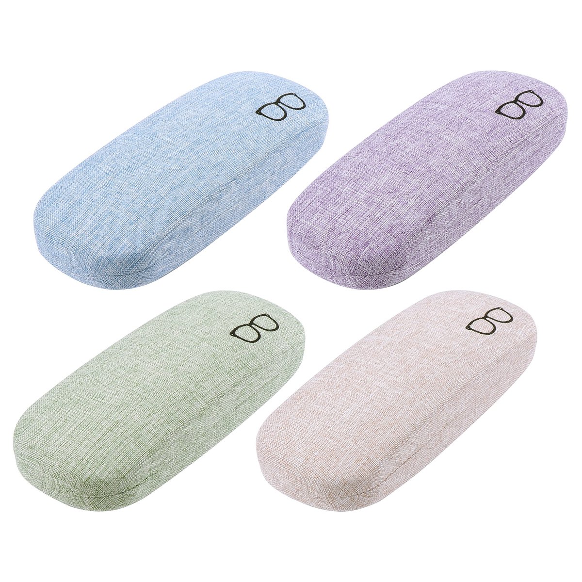 Dailygoods- Zonnebril Etui Stevige Beschermhoes - 4-delige Set - Linnen/Wol - Uniseks Design - 16 x 6 x 3 cm - Houdt Bril Schoon en Veilig - Brillenkoker