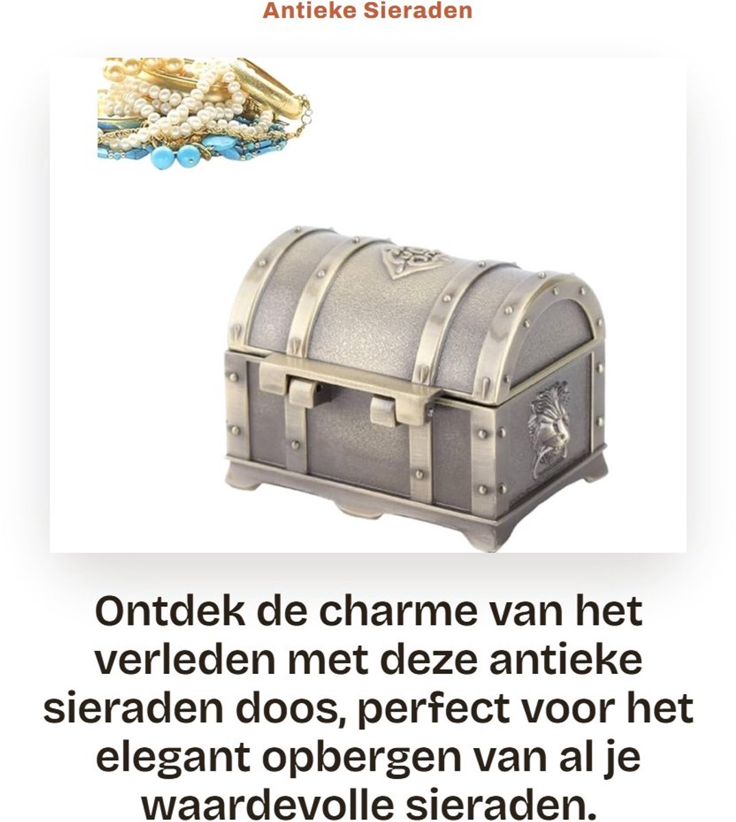 Dailygoods- Sieradenbox Vintage - Antieke Sieradendoos - Metalen Opslagdoos - Fluwelen Binnenkant - Retro Design - Organisator voor Ringen/Oorbellen
