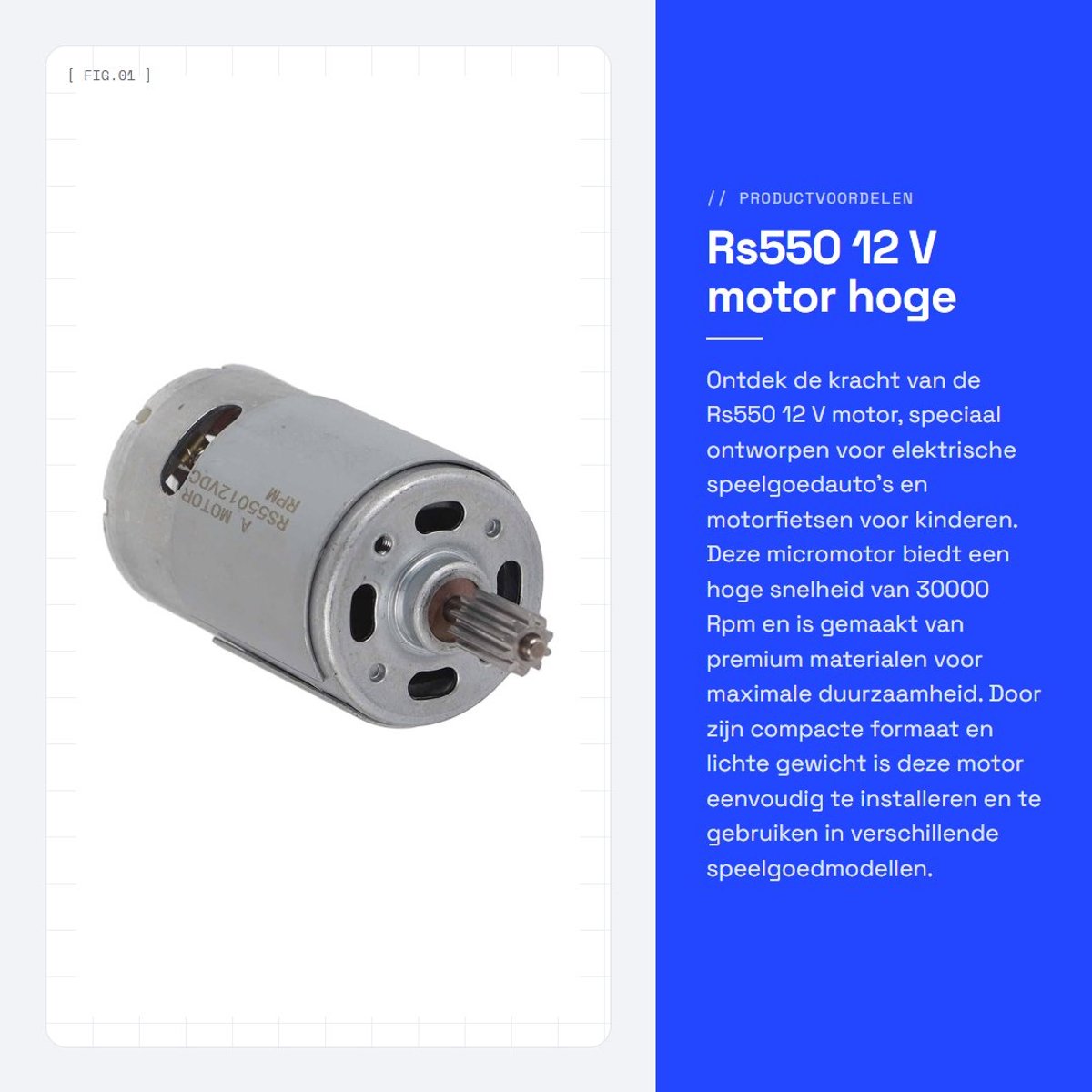 Dailygoods - Rs550 12 V motor - hoge snelheid micromotor - compact formaat - krachtige motor - geschikt voor speelgoedauto's - motor met 30000 Rpm