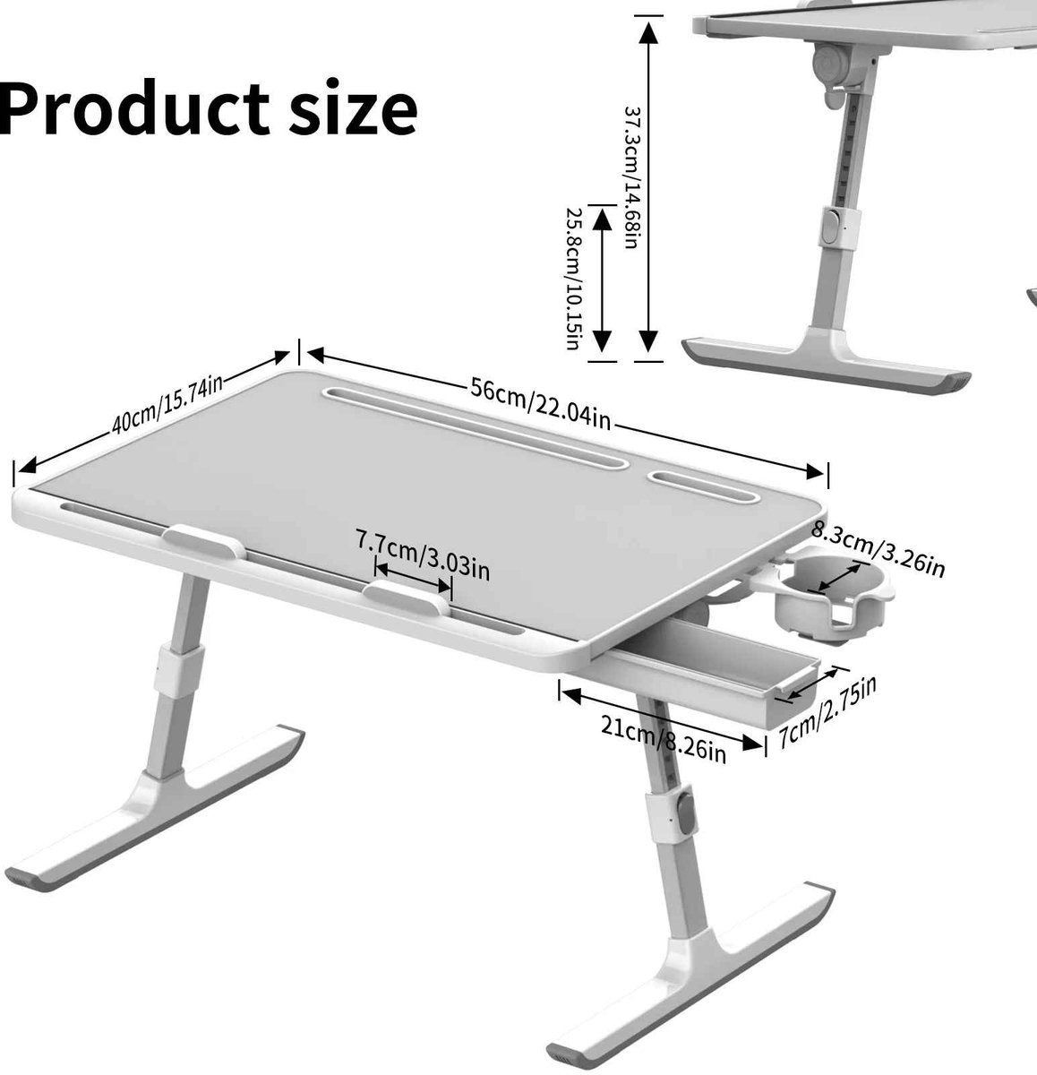 Casa Living Verstelbare Laptoptafel - Opvouwbaar Bureau - In Hoogte Verstelbaar - Antislip Werkblad - Multifunctioneel - Grijs