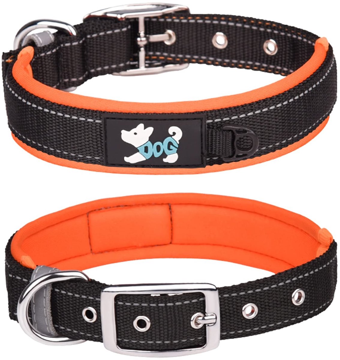 Dailygoods- Halsband Verstelbaar - Zachte Neopreen - Reflecterend - Nylon - Voor Grote Honden - Maten L/XL - Hondenhalsband