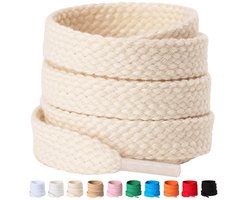 Dailygoods - Olukssck Schoenveters, plat, 2 paar, 100% katoen, duurzaam, 12 mm breed, voor sneakers, sportschoenen