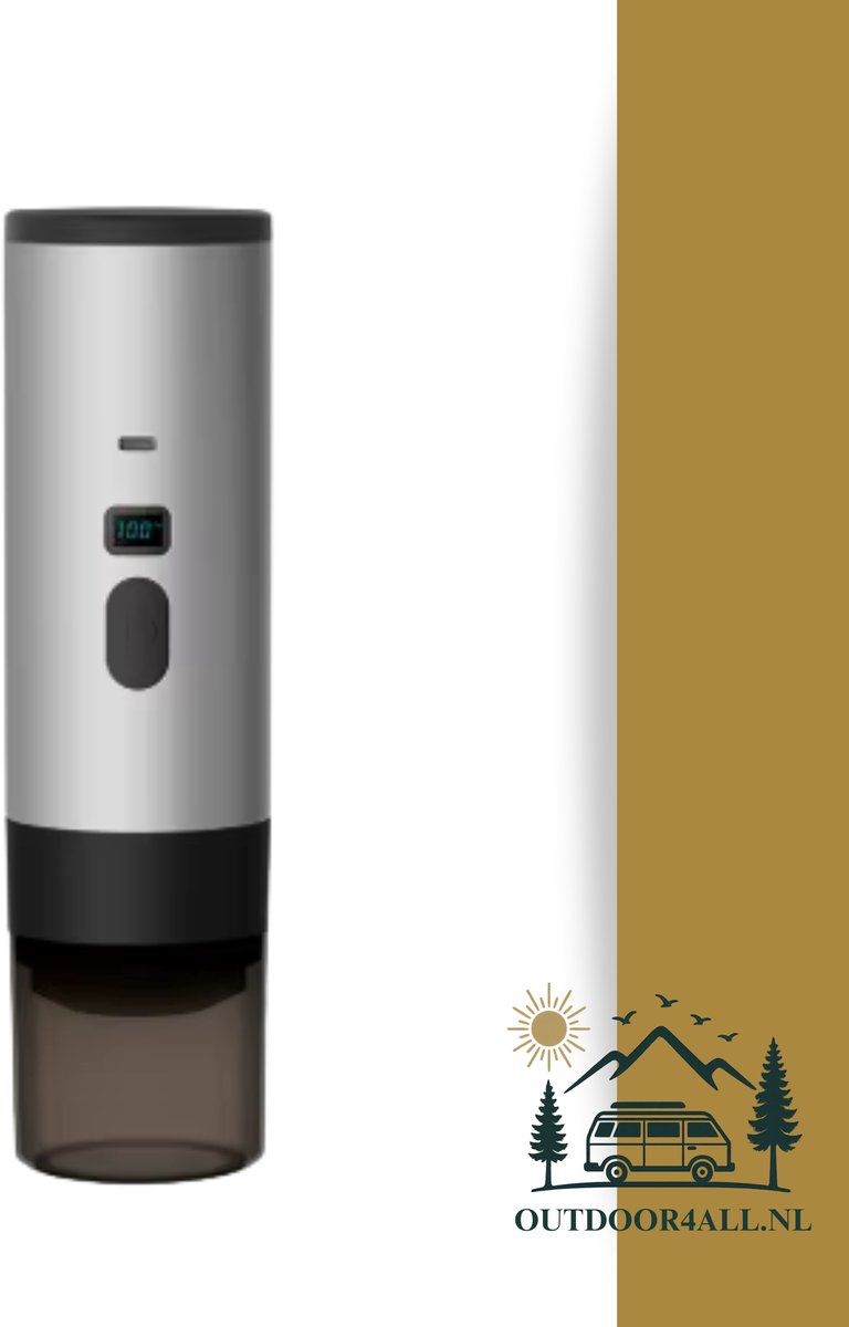 Draagbare Coffee maker voor camping, op reis of onderweg - Oplaadbaar - Goud