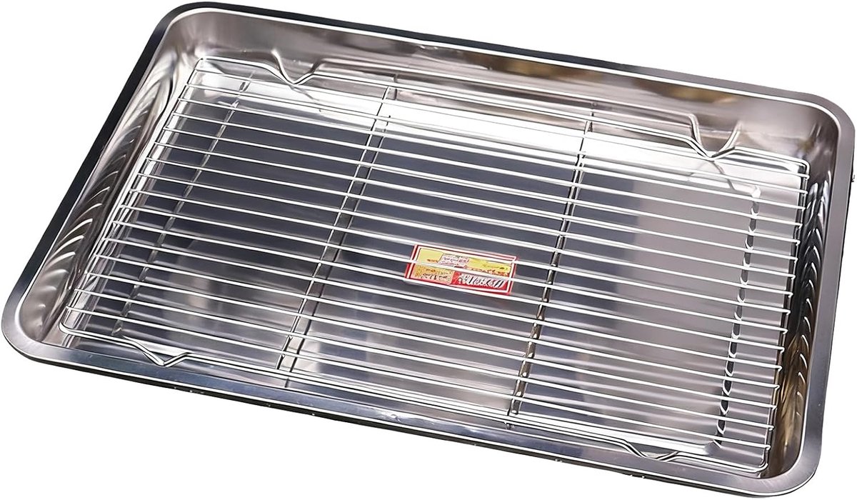 Bakplaat met rooster Bakblik oven Bakken en grillen Gelijkmatige warmteverdeling 40x30 cm Zilver