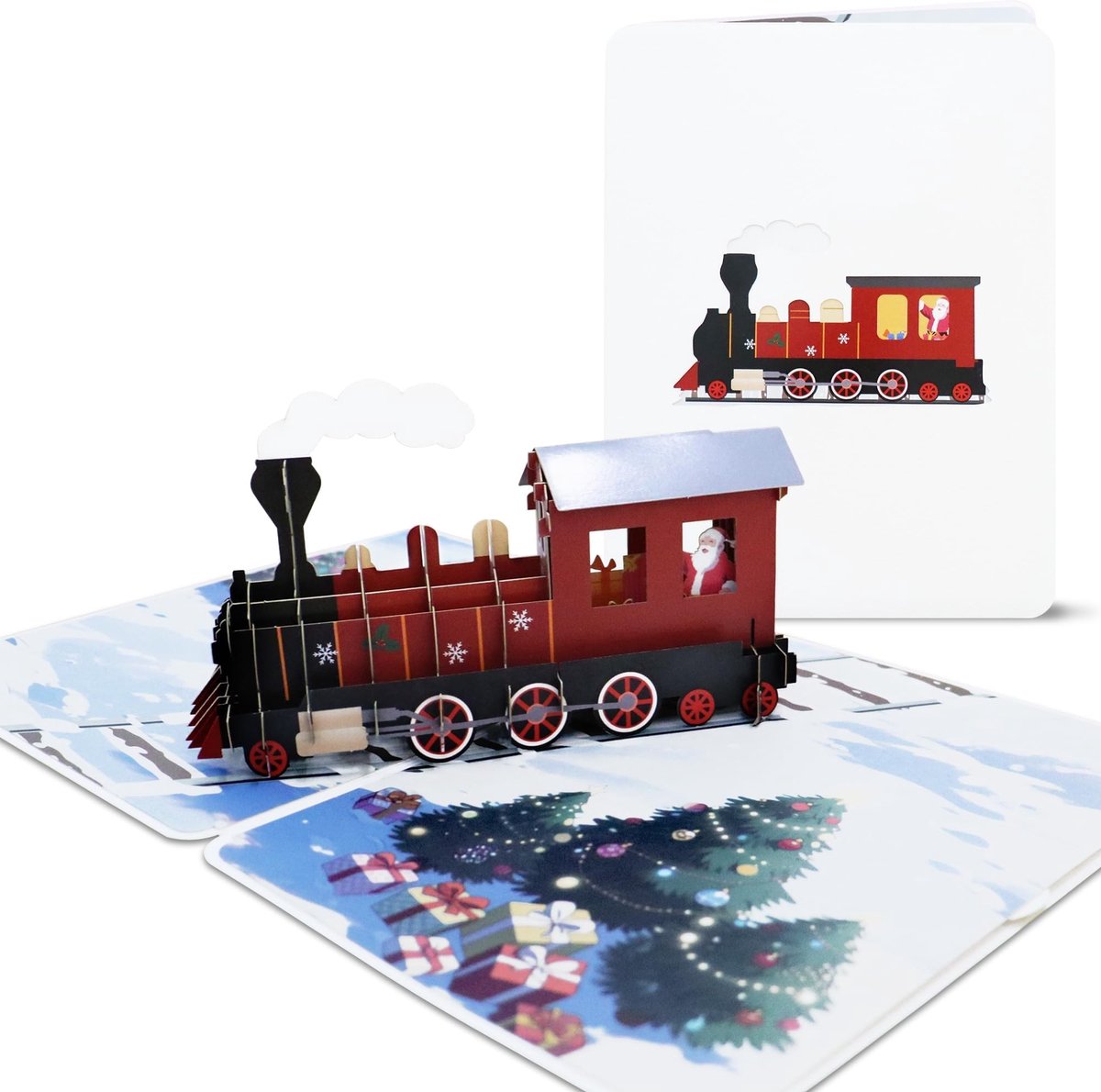Dailygoods - BIROYAL Pop-Up Kerstkaarten, 3D Pop-Up Kerstkaarten met Enveloppen, Nieuwjaarsdecoratie als Cadeau, Kerstmis Wenskaarten Kerstcadeau voor Kinderen Vrienden Familie