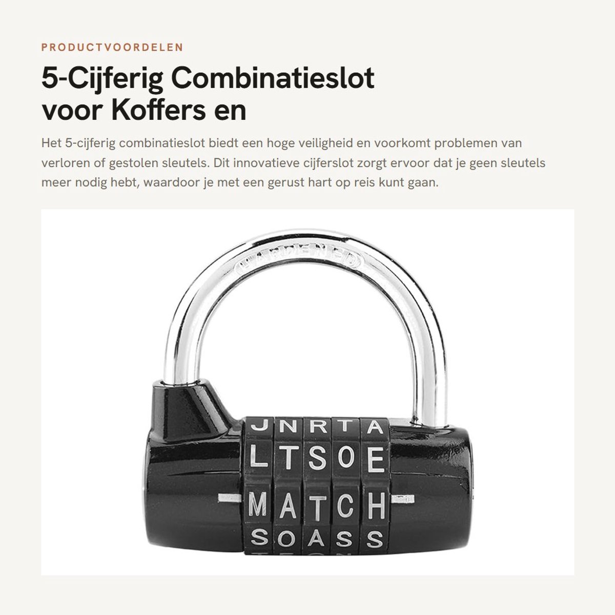 Dailygoods- Cijferslot Hoge Veiligheid - 5-Cijferig Combinatieslot - Hangslot - Kofferslot - Sporttas - Robuust en Duurzaam Materiaal
