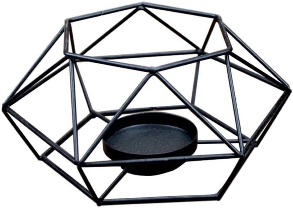 Geometrische Kaarsenhouder - Metalen Kandelaar - Ambachten Decoratie - Roestvrij Ijzer - 155 cm - Zwart