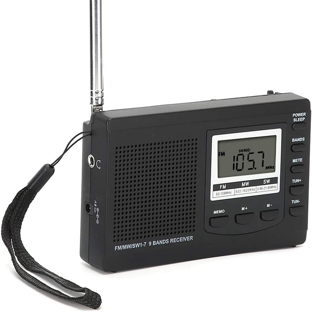 Dailygoods- Mini Radio Compact - Pocket Radio - Wereldbandradio - Hoge Gevoeligheid - 60 Stations Presets - Zwart - 24-Uurs Wekker - Zakradio