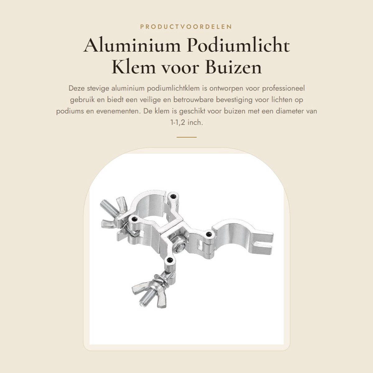 Dailygoods- Podiumlichtbundelklem O-vormig - Aluminium - Robuust - Dubbele gesp - Maximaal 100 lbs - Geschikt voor professioneel gebruik - Lichtklem
