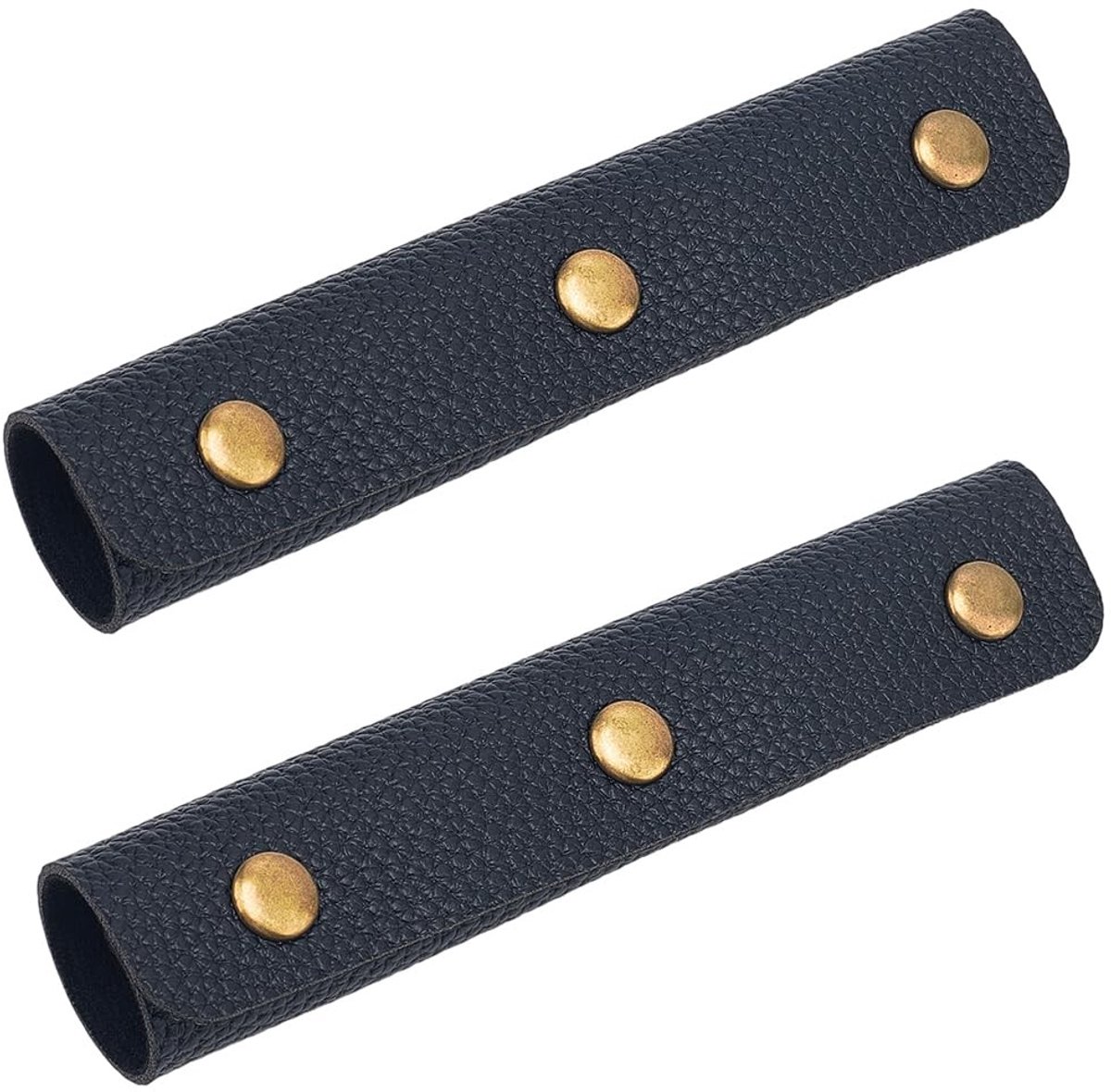 Dailygoods - Handtas handvat PU lederen wrap cover portemonnee tas grip beschermer met metalen drukknoop zacht lederen bagageriem pad voor portemonnee koffer portemonnee winkelen reistassen (zwart)