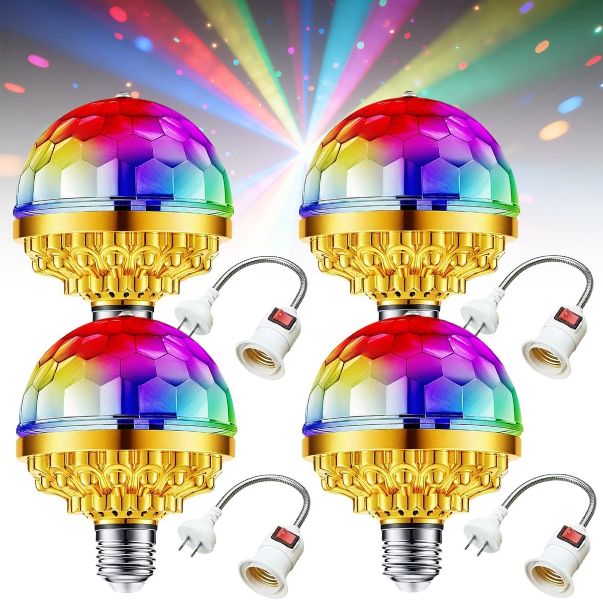 Dailygoods- Discolamp 360° roterend - LED Partylicht - Mini Discobol - 4 stuks - Hoogwaardig acrylmateriaal - Breukvast en duurzaam