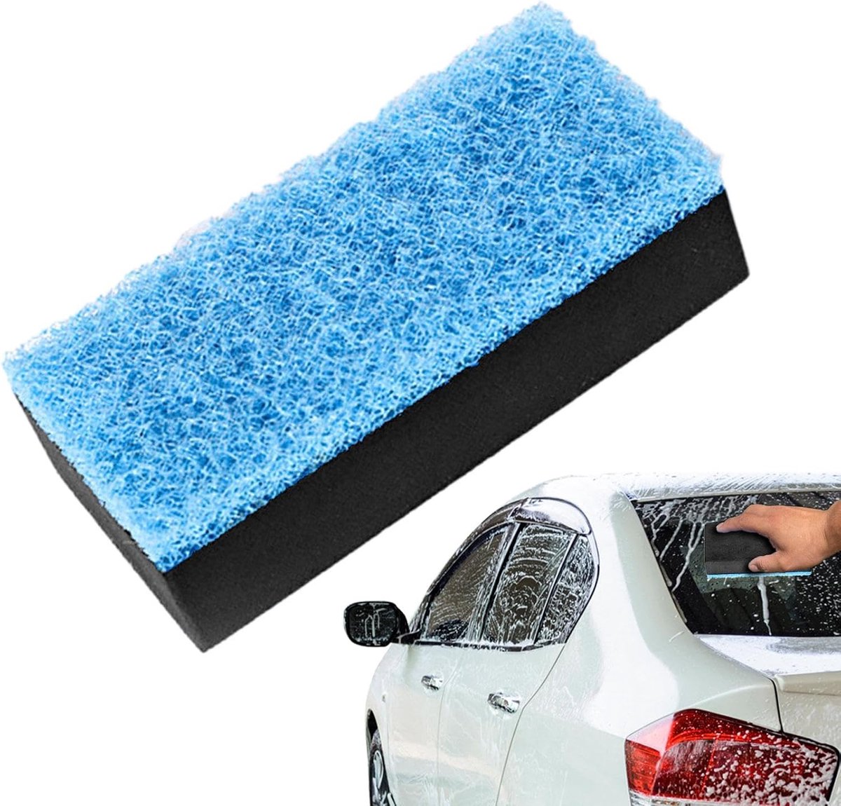 Autowasspons - Reinigingsspons - Krasvrij Wassen - Nanotechnologie Vuildetectie - 1 Stuk - Blauw