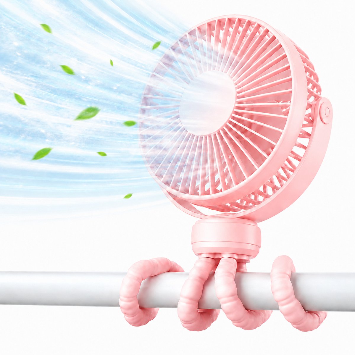 Handventilator met octopusvorm - Oplaadbare draagbare ventilator - Draadloze handventilator - Miniventilator voor kinderwagen (3 snelheden)