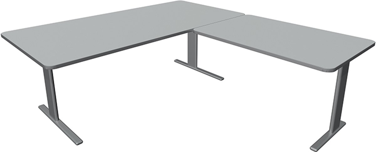 Kerkmann Hoekbureau Unic comfort grijs 200x220cm grijs met rand zilver