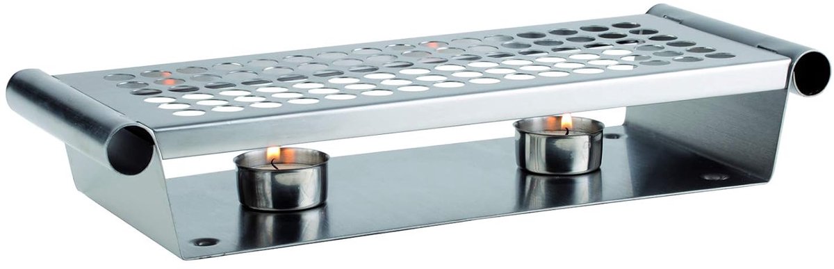 Mat Gepolijst Roestvrij Staal Voedselverwarmer met 2 Lampen 34 x 13 x 6 cm