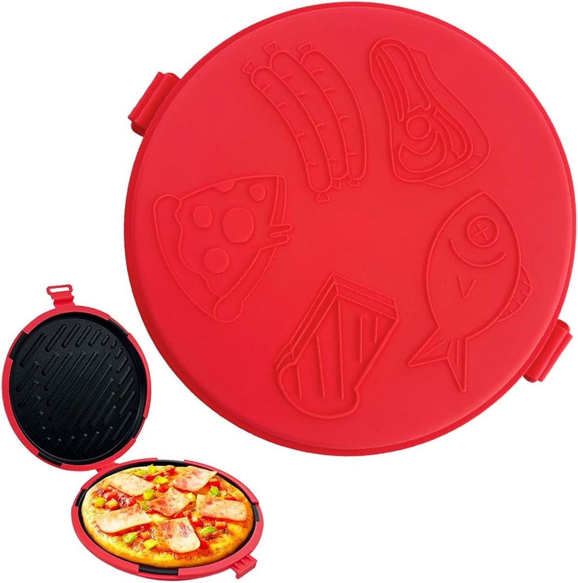 Magnetron Sandwich Maker Snack Pan Snelle Maaltijden Gelijkmatige Warmteverdeling 27 cm Breed Rood