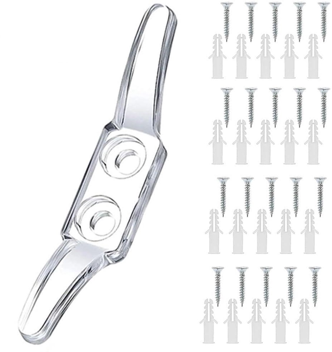 Dailygoods- Touwclip 10 Stuks - Transparante Touwhaak - Blinde Touwhaspel - Lichtgewicht Kunststof - Duurzaam - 6,5 x 1,2 cm Haakmaat - Jaloeziekoordhaak