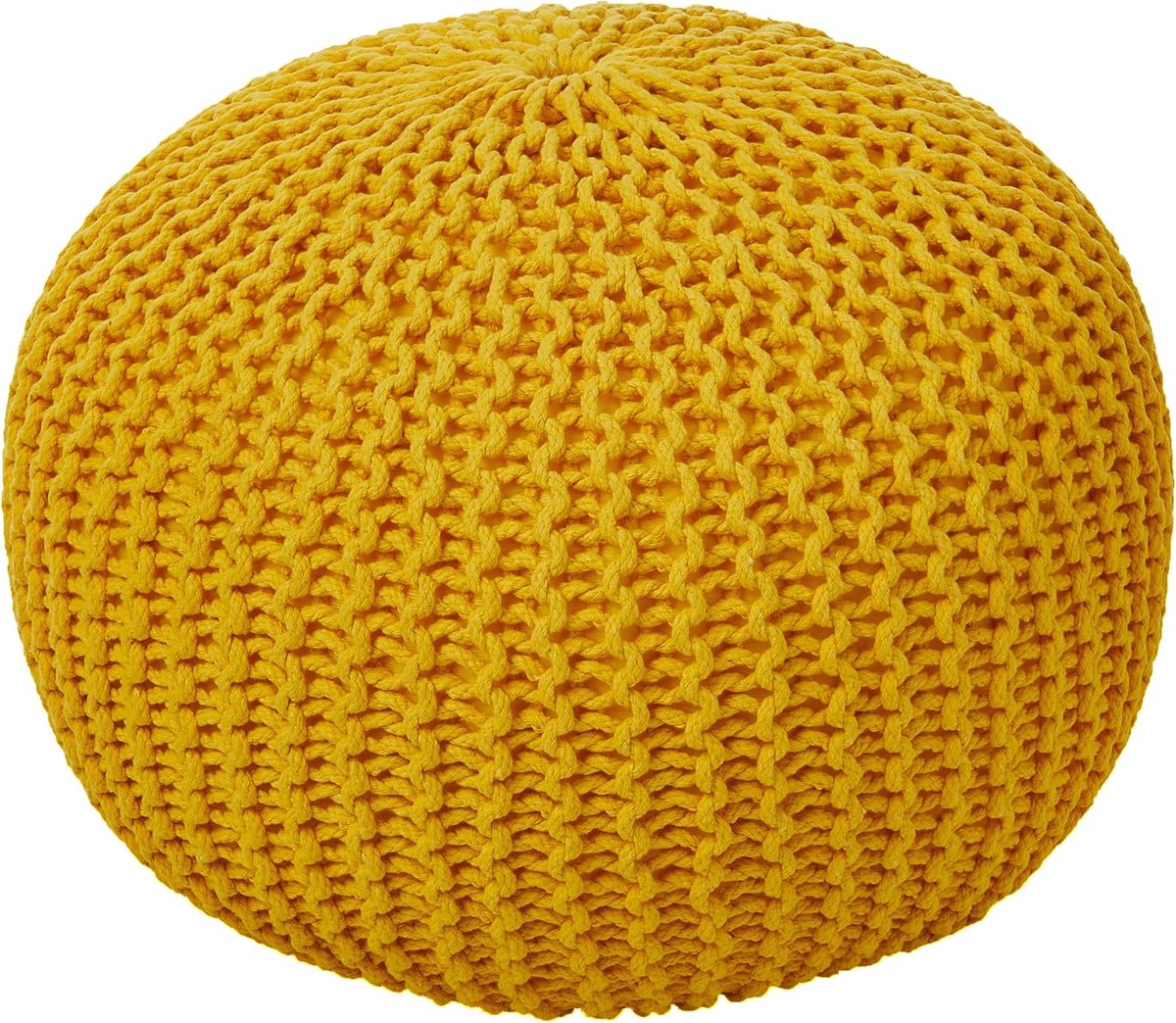 Zitkruk - Voetenbank Poef - Woonkamer Decoratie - Handgemaakt Gebreid - 50x50x35 cm - Geel