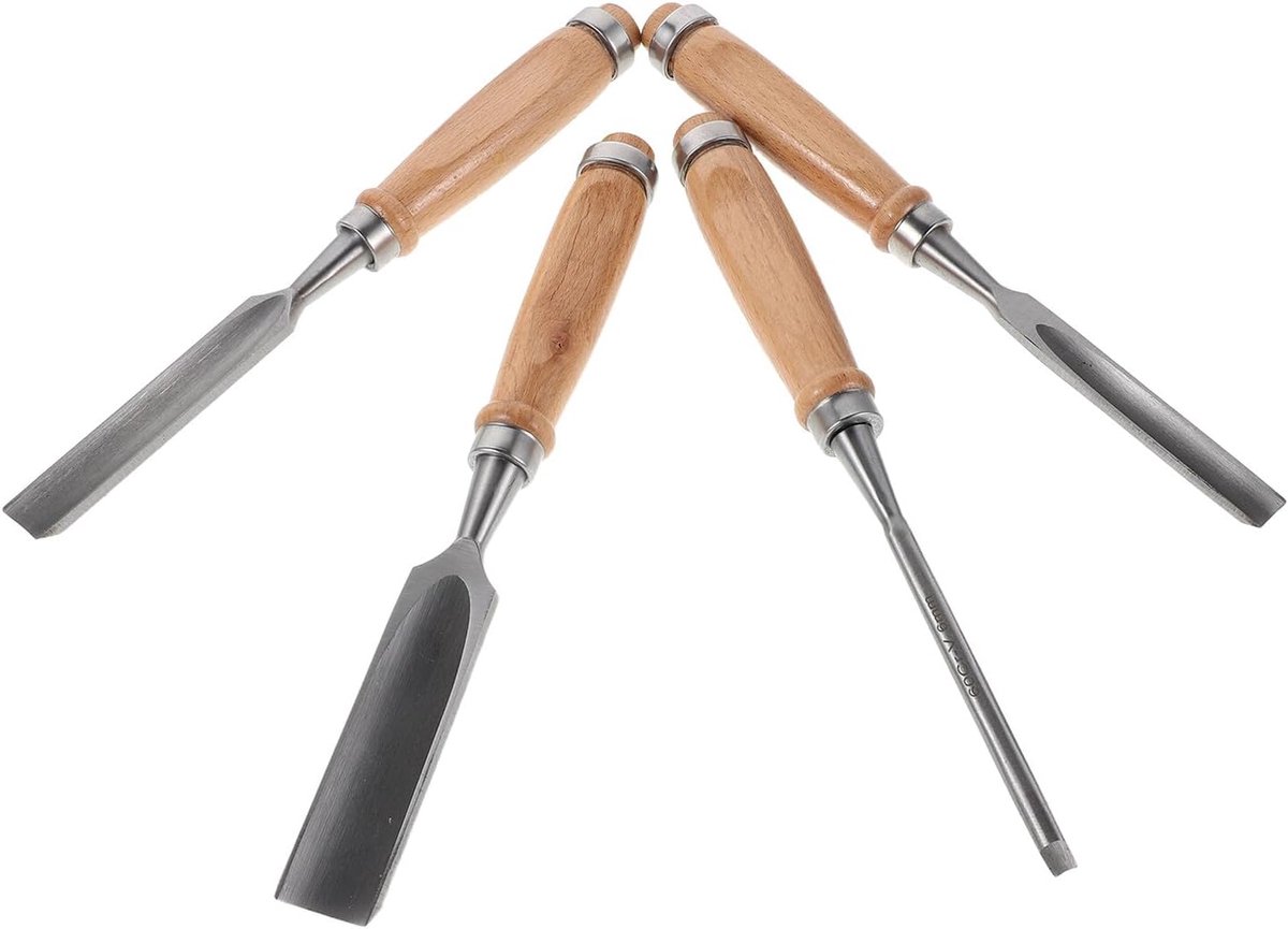 Houtbewerkingsbeitels Set - Houtsnijgereedschap - Houtbewerking - Robuuste Stalen Constructie - 4 Stuks - Multi
