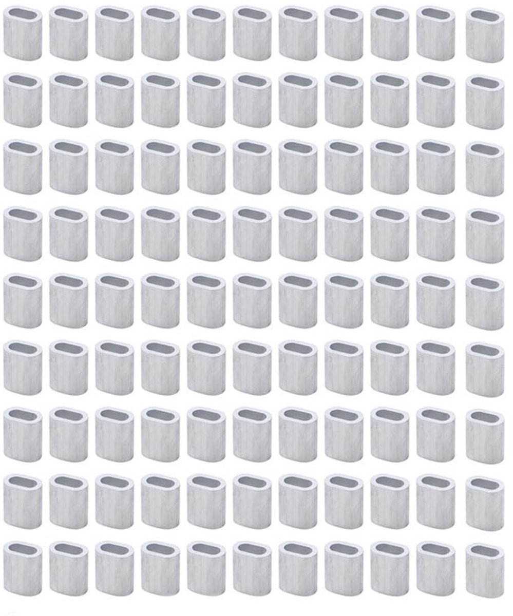 Dailygoods- Krimploophuls 100 Stuks - Aluminium Draadkabel