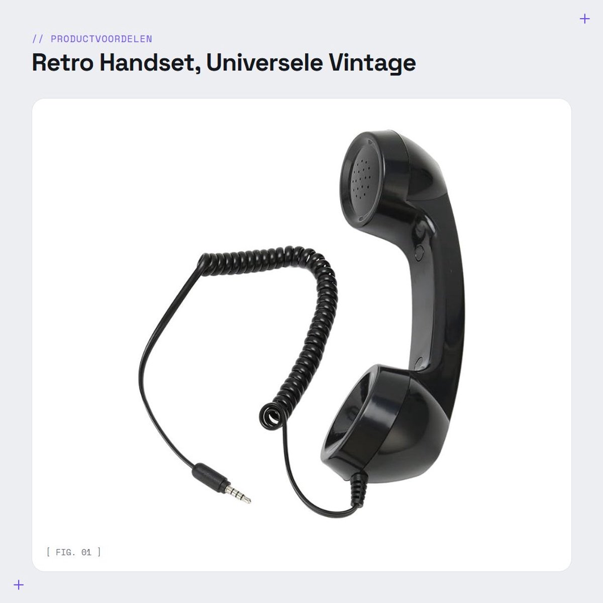 Dailygoods- Telefoonhoorn Retro Stijl - Stralingsbestendig - 3,5mm Geluidsstekker - Mobiele Telefoonontvanger - Uitstekende Geluidskwaliteit - 1m Opgerold Koord