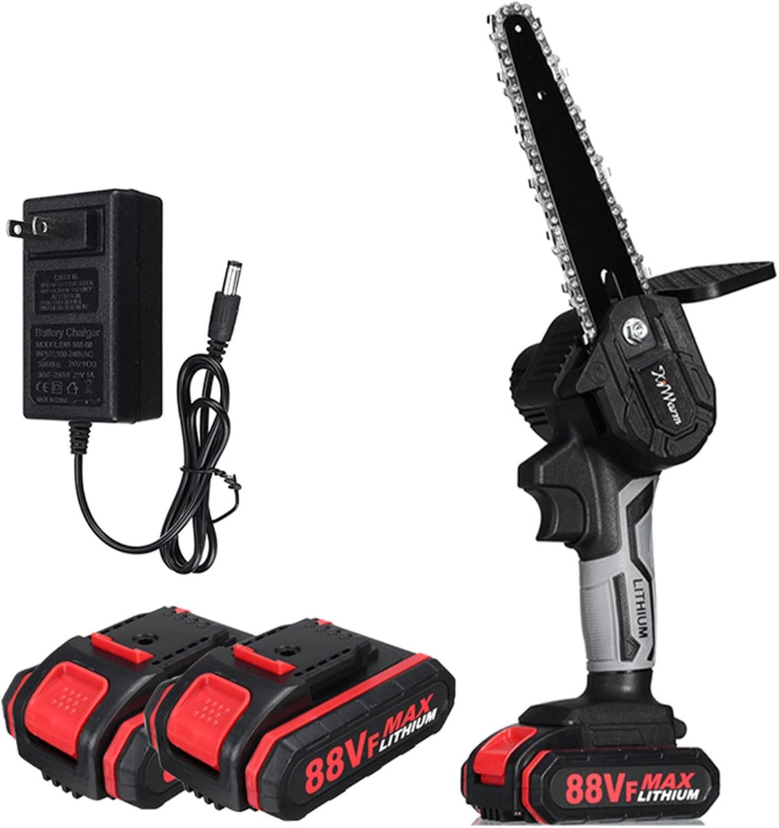Elektrische Snoeizaag - Mini Kettingzaag - Tuinonderhoud Snoeien - Koperen Kernmotor - 6 Inch - Grijs Zwart