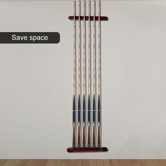 Helweet Biljard Muurbeugel, Pool Cue Muurbeugel, Biljartkeu Houder, Biljard-Queue-Rack, Pool-Queue-Rack, Biljardaccessoires voor Scholen, Huizen en Verenigingen, met 6 Gaten, 39 cm — afbeelding 3