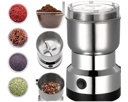 Deze multifunctionele koffiemolen is Geschikt voor zien van roestvrijstalen messen en kan koffiebonen, lijnzaad, peper, specerijen en meer malen.
