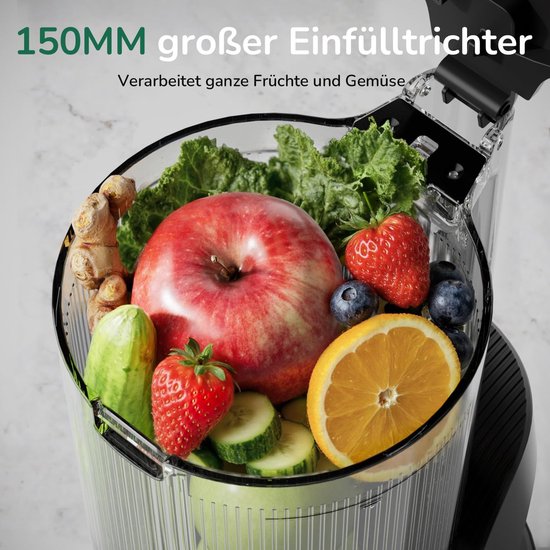 Canoly Slow Juicer - voorzien van een extra grote vulschacht van 150 mm, een 3-in-1-filter en een grote capaciteit van 2,6 liter - uitgerust met een AC-motor en automatisch snijsysteem - maakt gebruik van cold-press-saptechnologie. van daity — afbeelding 5