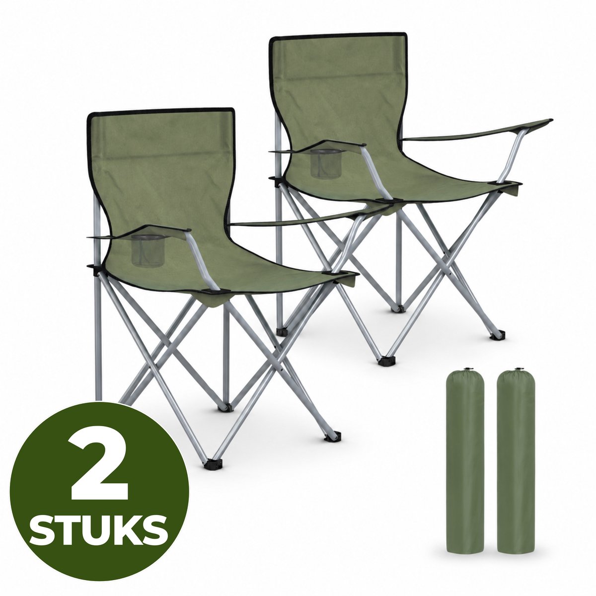 Bol.com ACAZA Campingstoelen Set van 2 - Campingstoel - Strandstoel - BASIC - Draagvermogen 120 kg - Klapstoel - Kampeerstoel - ... aanbieding