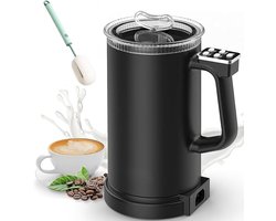Volautomatische melkschuimer van 500 W - 4-in-1 elektrische melkschuimer - Warme en koude standen - Inhoud van 350 ml - Automatische uitschakeling - Stille antiaanbaklaag - Geschikt voor koffie, latte en cappuccino - Zwart