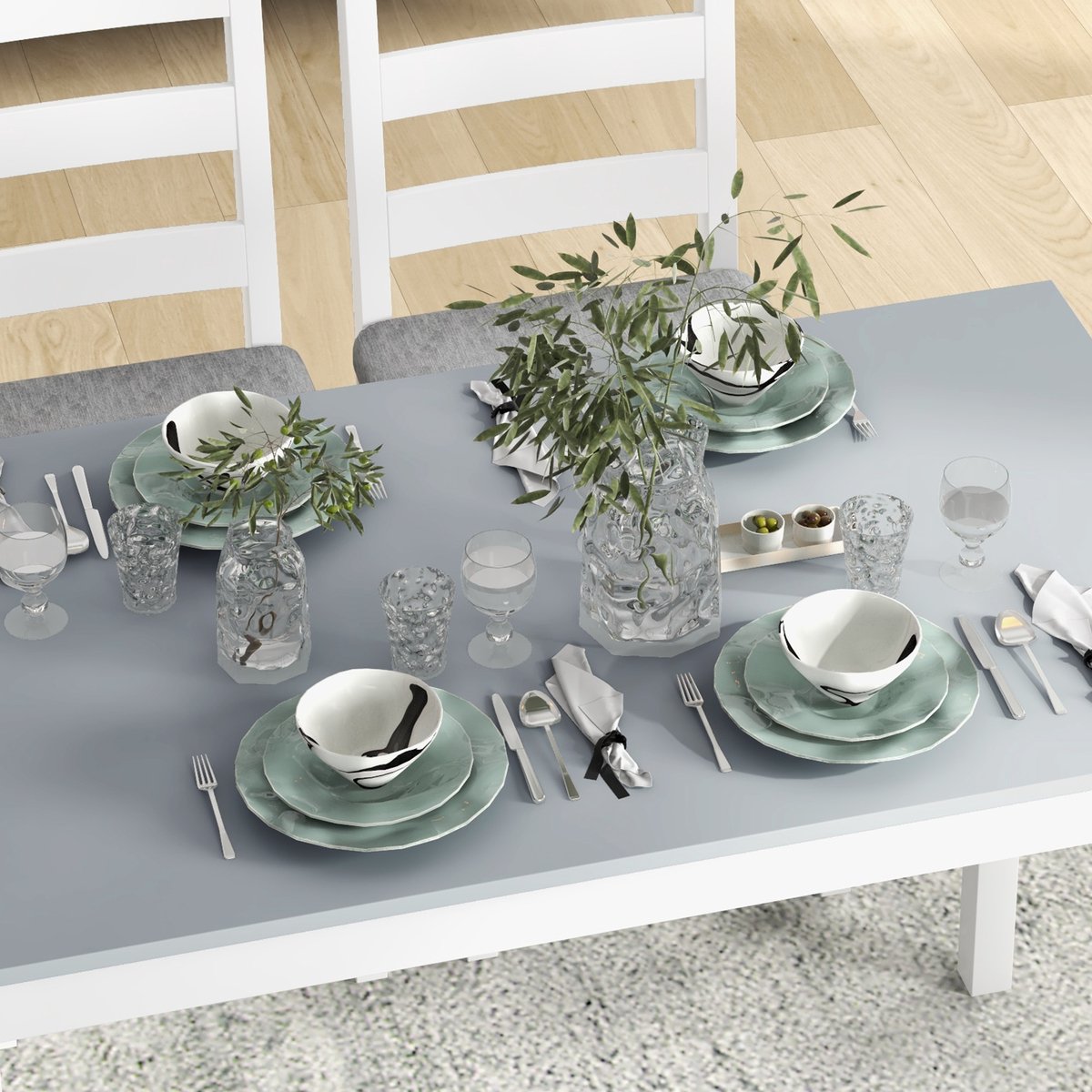 FloraGrace Eettafelset 4 Persoons Met Bank En 2 Stoelen Ruimtebesparend Comfortabel Voor Keuken En Woonkamer Massief Hout Grijs