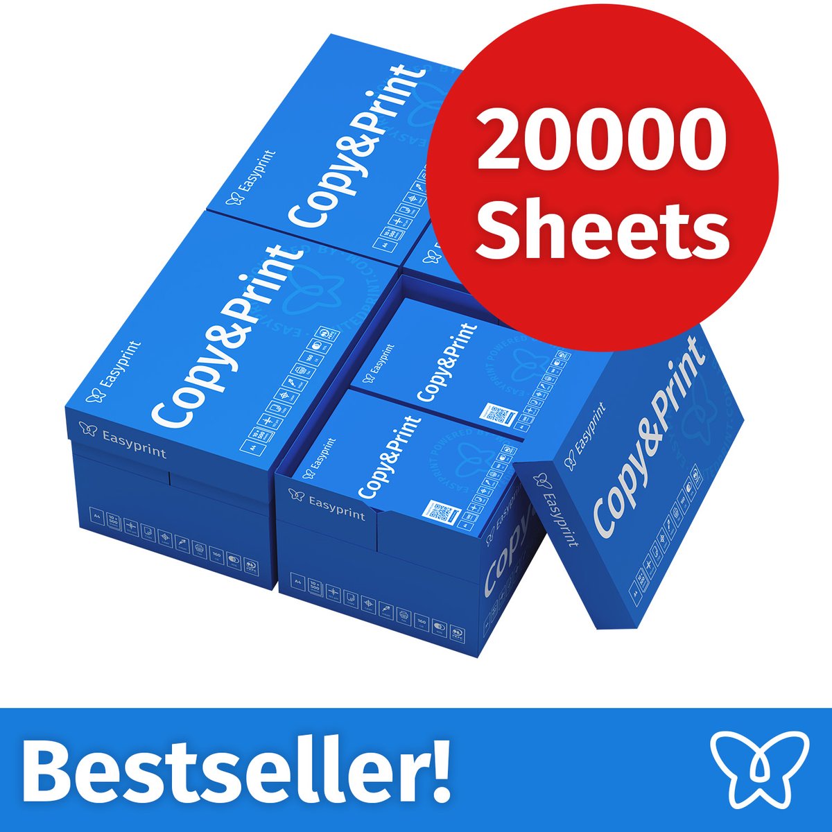Easyprint Printerpapier kopieerpapier 20000 vellen 40 x 500 A4 premium wit testwinnaar PEFC