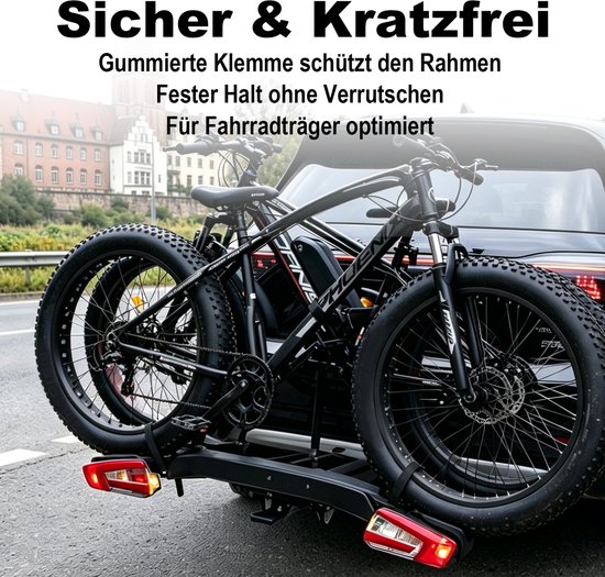 Zwarte Lange Framehouder met Band Fietsendrager – 45 cm Strap – Voor E-bike & Grote Frames – Caravan & Camper — afbeelding 2