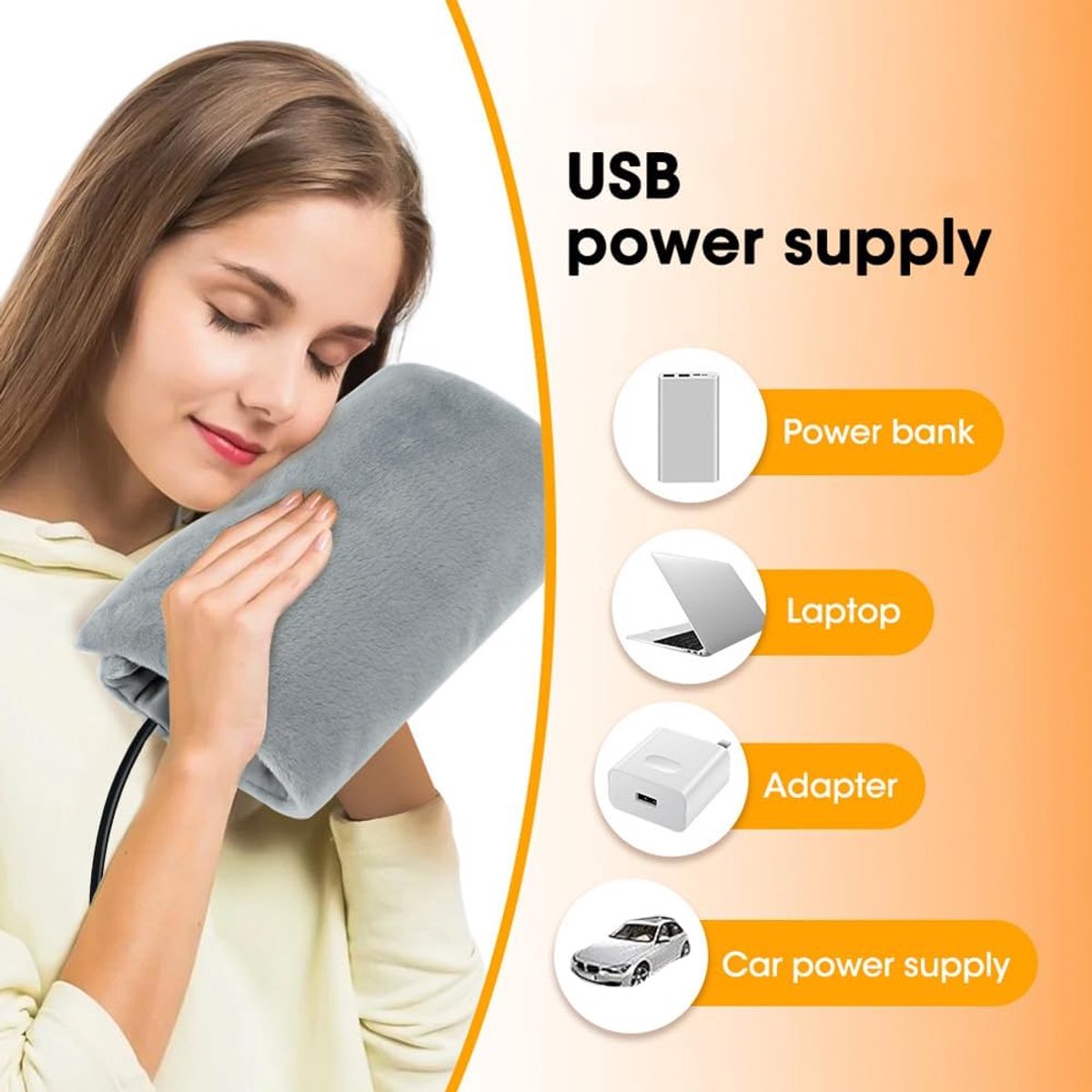 KZQ USB handwarmer zakje verwarmde handschoenen - Draagbaar oplaadbaar met zachte voering - Voor binnen en buiten wandelen kamperen en winter - Grijs — cadeau in Gadgets - foto 5